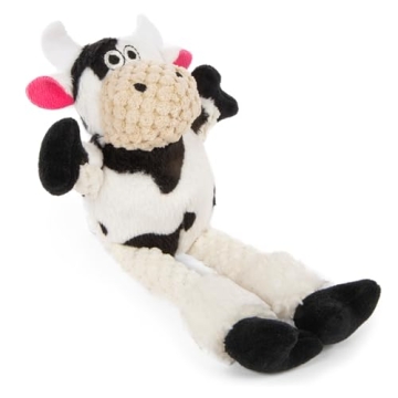 goDog Checkers Mini Cow Plush Dog Toy with Chew Guard