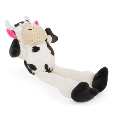 goDog Checkers Mini Cow Plush Dog Toy with Chew Guard