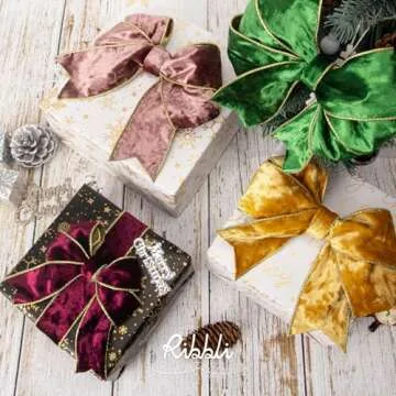 Ribbli Velvet Wired Ribbon 10 Yards for Christmas Crafts