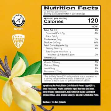 BARE PERFORMANCE NUTRITION Vegan Protein, Plant Based Protein, Pea Protein, Watermelon Protein and P...