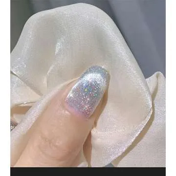 VERONNI Reflective Diamond Cat Eye Gel Nail Polish Sparkle Explosion Diamond Gel Nail Bright Silver Glitter Cat Eye Gel Bungee Nail Gel Broken Diamond Soak Off UV LED Gel(E-01) with a magnet