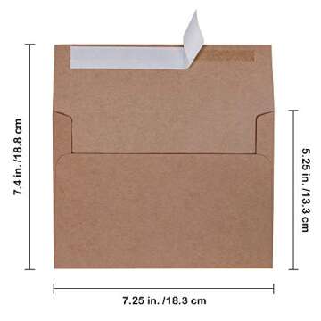 Supla 150 Pcs A7 Invitation Envelopes in Brown Kraft Peel & Seal Self Seal 5 1/4 x 7 1/4 Envelopes 1...