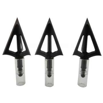 G5 Montec CS Archery Hunting Durable Sharp Fixed Blades Carbon Steel 100 Grain 1 1/16" Cutting Diameter Screw-In Broadheads for Bow Arrows - Pack of 3