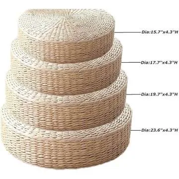 HUAWELL Tatami Floor Pillow Sitting Cushion,Round Padded Room Floor Straw Mat for Outdoor Seat( 2 Pack Bigger Size)