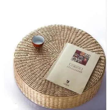 HUAWELL Tatami Floor Pillow Sitting Cushion,Round Padded Room Floor Straw Mat for Outdoor Seat( 2 Pack Bigger Size)