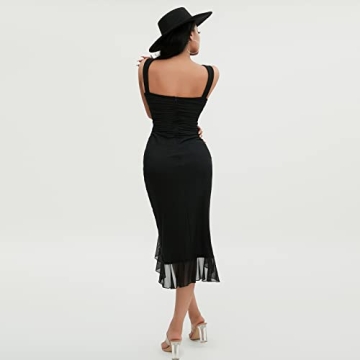 Chloefairy Women's Summer Midi Bodycon Ruffle Dress