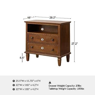 HULALA HOME Nightstand with Charging Station for Bedroom