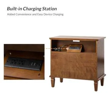 Stylish HULALA HOME Nightstand with USB Charging Ports