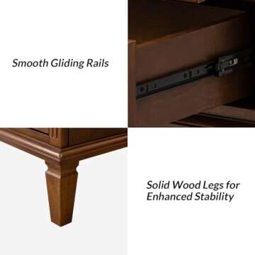 Stylish HULALA HOME Nightstand with USB Charging Ports