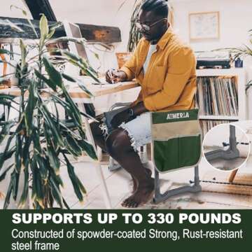 Aimerla Foldable Garden Kneeler Seat Heavy Duty [Upgraded Widened Thick Kneeling Pad] Garden Stool with Large Garden Tool Bags with Pockets - Portable Garden Bench Gardening Gifts for Parents