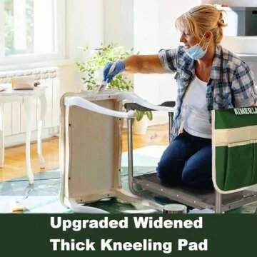 Aimerla Foldable Garden Kneeler Seat Heavy Duty [Upgraded Widened Thick Kneeling Pad] Garden Stool with Large Garden Tool Bags with Pockets - Portable Garden Bench Gardening Gifts for Parents