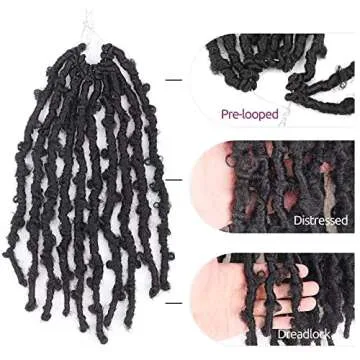 TOYOTRESS Butterfly Locs Crochet Hair - 12 inch 8 Pcs Pre-twisted Distressed Crochet Braids Pre-looped Synthetic Braiding Hair Extensions (12 Inch,1B)