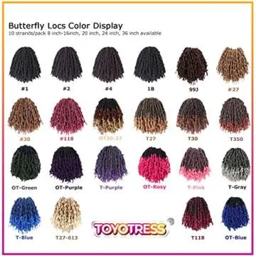 TOYOTRESS Butterfly Locs Crochet Hair - 12 inch 8 Pcs Pre-twisted Distressed Crochet Braids Pre-looped Synthetic Braiding Hair Extensions (12 Inch,1B)