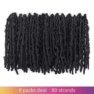 TOYOTRESS Butterfly Locs Crochet Hair - 12 inch 8 Pcs Pre-twisted Distressed Crochet Braids Pre-looped Synthetic Braiding Hair Extensions (12 Inch,1B)