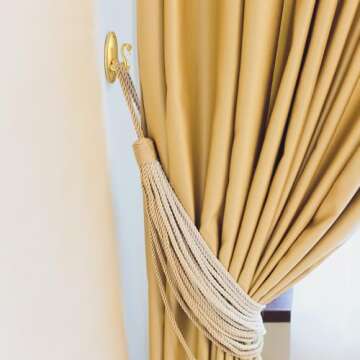 Curtain Holdbacks Pair of Vintage Swan Style Drapery Tieback Hooks (Golden)