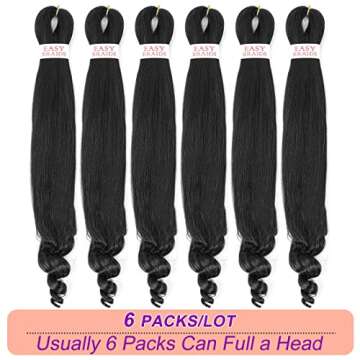 Braiding Hair Pre Stretched French Curly Extensions - 20inch Pack of 6