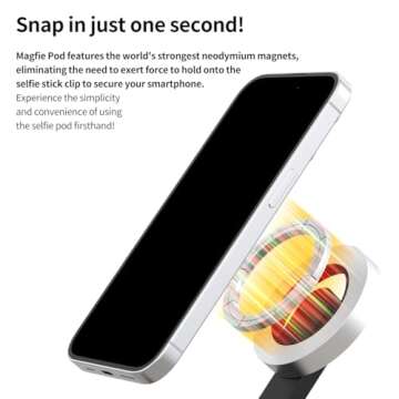 araee MAGFIE Pod: Magnetic Selfie Stick Tripod for MagSafe-enabled Phones, 27" Adjustable Stick with...