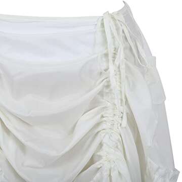Women's Steampunk Skirt Ruffle High Low Outfits Gothic Plus Size Pirate Dressing White M/L