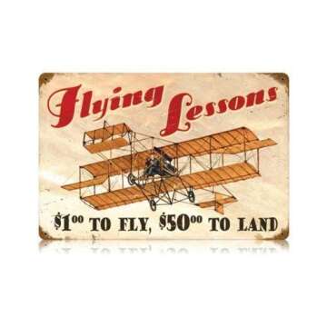 Flying Lessons Vintage Metal Sign Aviation Airplane Humor Steel TIN Sign 7.8X11.8 INCH