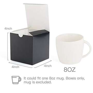 MESHA Black Gift Boxes 4x4x4'' 50 PC,Square Gift Box with Lid for Mugs,Candles,Coffee Cups,Bridesmai...