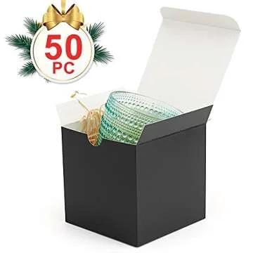 MESHA Black Gift Boxes 4x4x4'' 50 PC,Square Gift Box with Lid for Mugs,Candles,Coffee Cups,Bridesmaid Proposal,Godmother,Groomsmen Proposal,Birthday,Party Favors,DIY Crafting