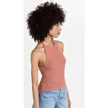 525 Women's Crochet Halter Tank, Terracotta, S