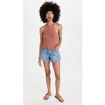 525 Women's Crochet Halter Tank, Terracotta, S