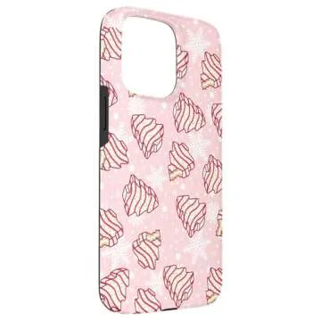 iPhone 15 Pro Max Cute Pink Christmas Tree Cakes Print Winter Xmas Holiday Case