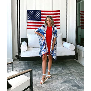 Moss Rose Bohemian Floral Beach Kimono Lightweight Cover Up