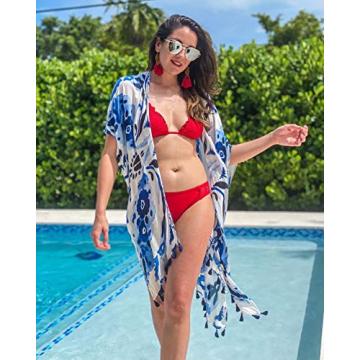 Moss Rose Bohemian Floral Beach Kimono Lightweight Cover Up