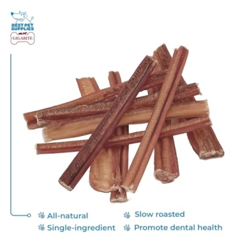 GigaBite Bully Sticks - All Natural Dog Treats, 10 Pack