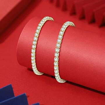 3 Pcs Tennis Bracelets Set Gold Plated for Women