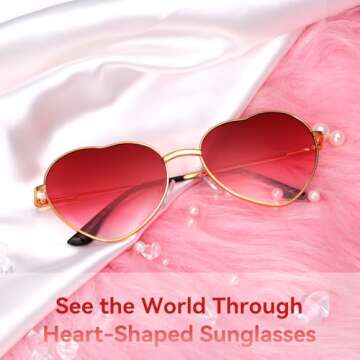 Dollger Red Heart Shape Sunglasses: Fun Metal Frame Shades for Festivals