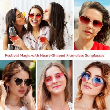Dollger Red Heart Shape Sunglasses for Festival Fun