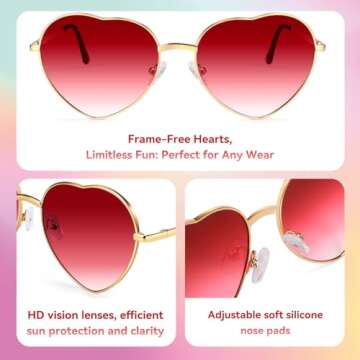 Dollger Red Heart Shape Sunglasses for Festival Fun