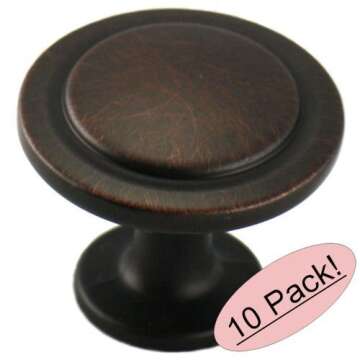 10 Pack - Cosmas 5560ORB Oil Rubbed Bronze Cabinet Hardware Round Knob - 1-1/4" Diameter