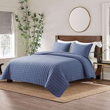 WDCOZY Blue Twin Size Quilt Set - All Season Comfort Bedding