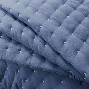 WDCOZY Blue Twin Size Quilt Set - All Season Comfort Bedding