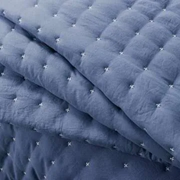 WDCOZY Blue Twin Size Quilt Set - All Season Comfort Bedding