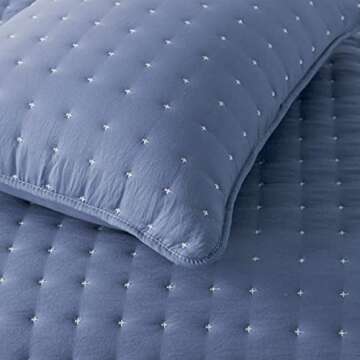 WDCOZY Blue Twin Size Quilt Set - All Season Comfort Bedding