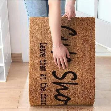 HinyBoeh Funny Welcome Doormat Artificial-Coir Door Mat for Front Entrance - Cute Shoes Take Them Off Mat with Non Slip Backing for Indoor/Outdoor Home Decor(30 x 17inch)