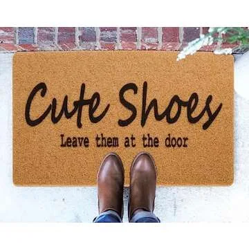 HinyBoeh Funny Welcome Doormat Artificial-Coir Door Mat for Front Entrance - Cute Shoes Take Them Off Mat with Non Slip Backing for Indoor/Outdoor Home Decor(30 x 17inch)