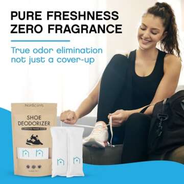 NonScents Shoe Deodorizer 2-Pack (4 Count) - Odor Eliminator, Air Freshener, Smell Absorber, Scent R...