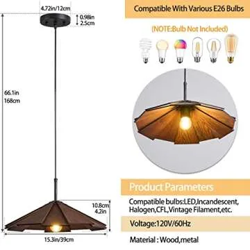 ADCTHOME Farmhouse Pendant Light Adjustable Chandelier