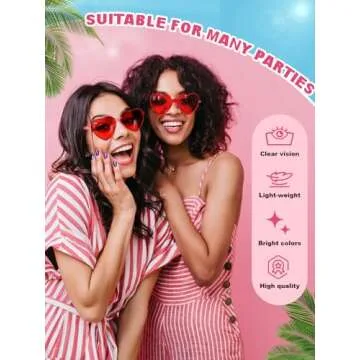 AGGKKY 12 Pairs Heart Shaped Sunglasses for Women Colorful Glasses Fun Trendy Transparent Heart Sunglasses Party Favor (Red)