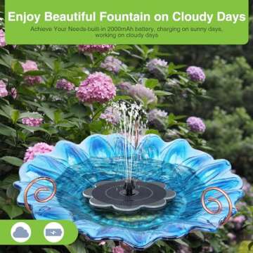 SZMP Solar Fountain 2000mAh Bird Bath Fountains Work On Cloudy Day, Upgraded Glass Panel Solar Fount...