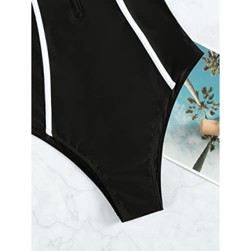 Stylish SweatyRocks Half Zip Monokini for Women