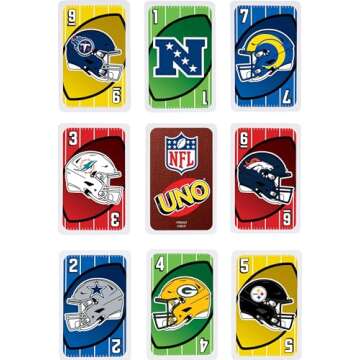 Mattel Games UNO NFL Card Game for Kids, Adults and Family Night, Features Logos of All 32 NFL Teams & a Special Rule