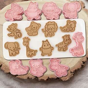 Animal Cookie Cutters With Plunger Stamps Set,8 Piece 3D Animal Embossing Cutters For Biscuit Fondant Cheese Baking Molds