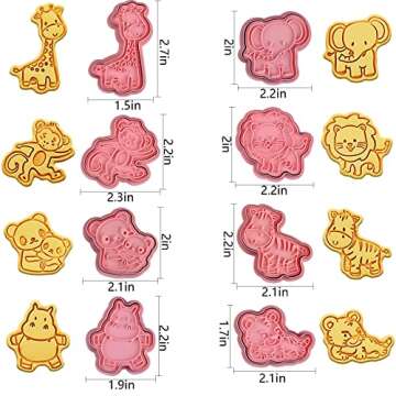 Animal Cookie Cutters With Plunger Stamps Set,8 Piece 3D Animal Embossing Cutters For Biscuit Fondant Cheese Baking Molds